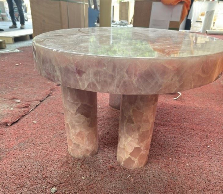 Room Furniture Round Pink Onyx Coffee Table